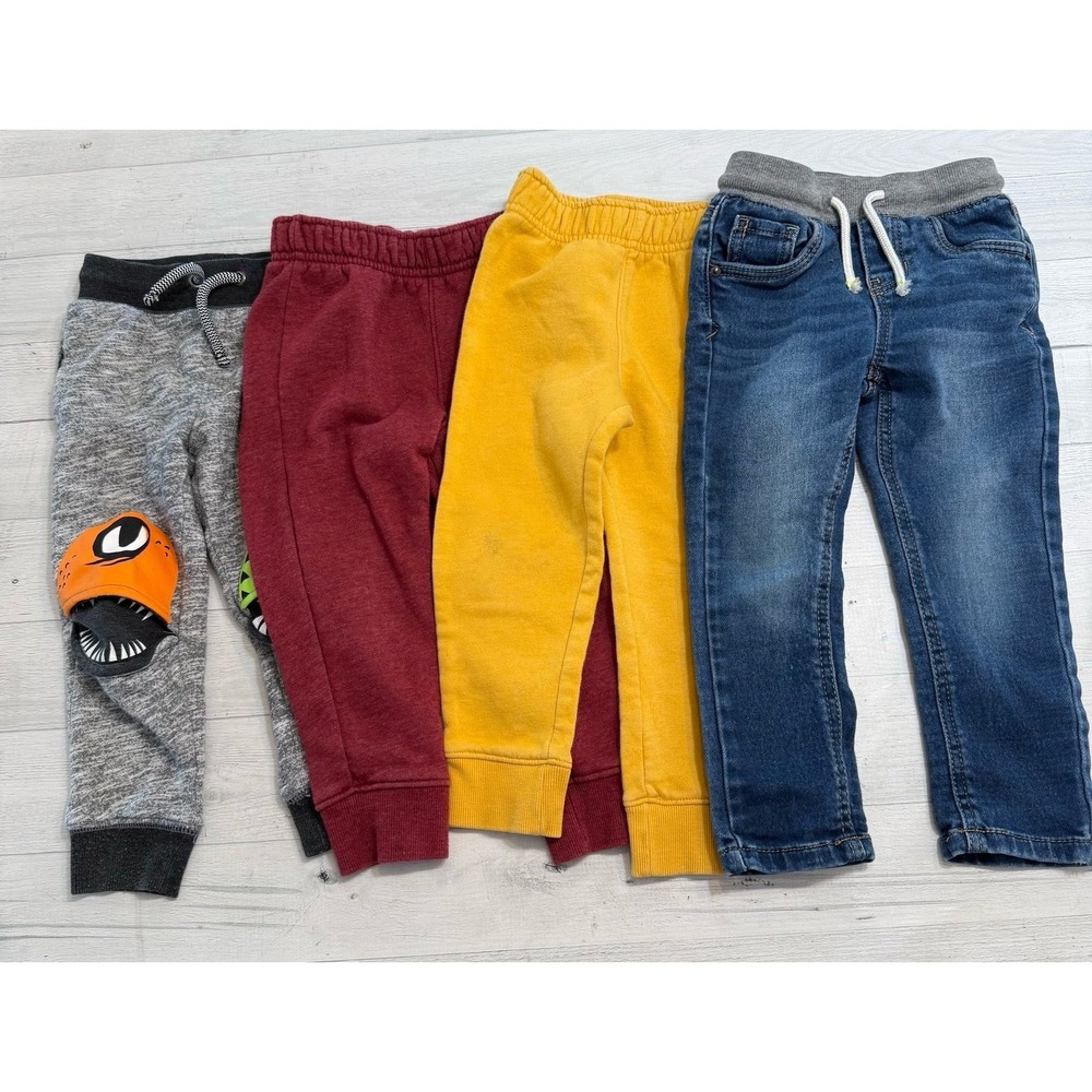 Cat & Jack toddler pants bundle monsters yellow red‎ and jeans 3T